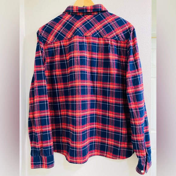 J.Crew Size Large Popover Shirt Jacket Womens Plaid Cotton 1/4 Zip Granola Girl - Picture 2 of 8